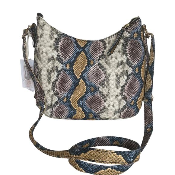 Brand New Design “Jessica Simpson” Python Blue Soft Zoey Crossbody Purse Bag - Picture 1 of 9